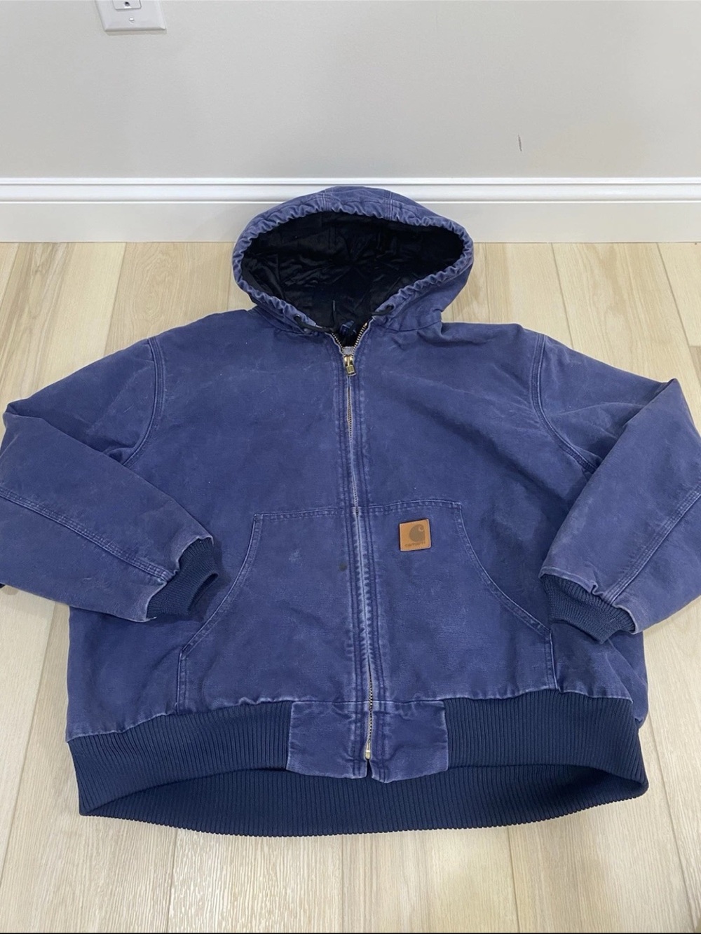 Vintage Carhartt Hooded Active Jacket “Navy Blue” 376-20 Men’s 2XL
